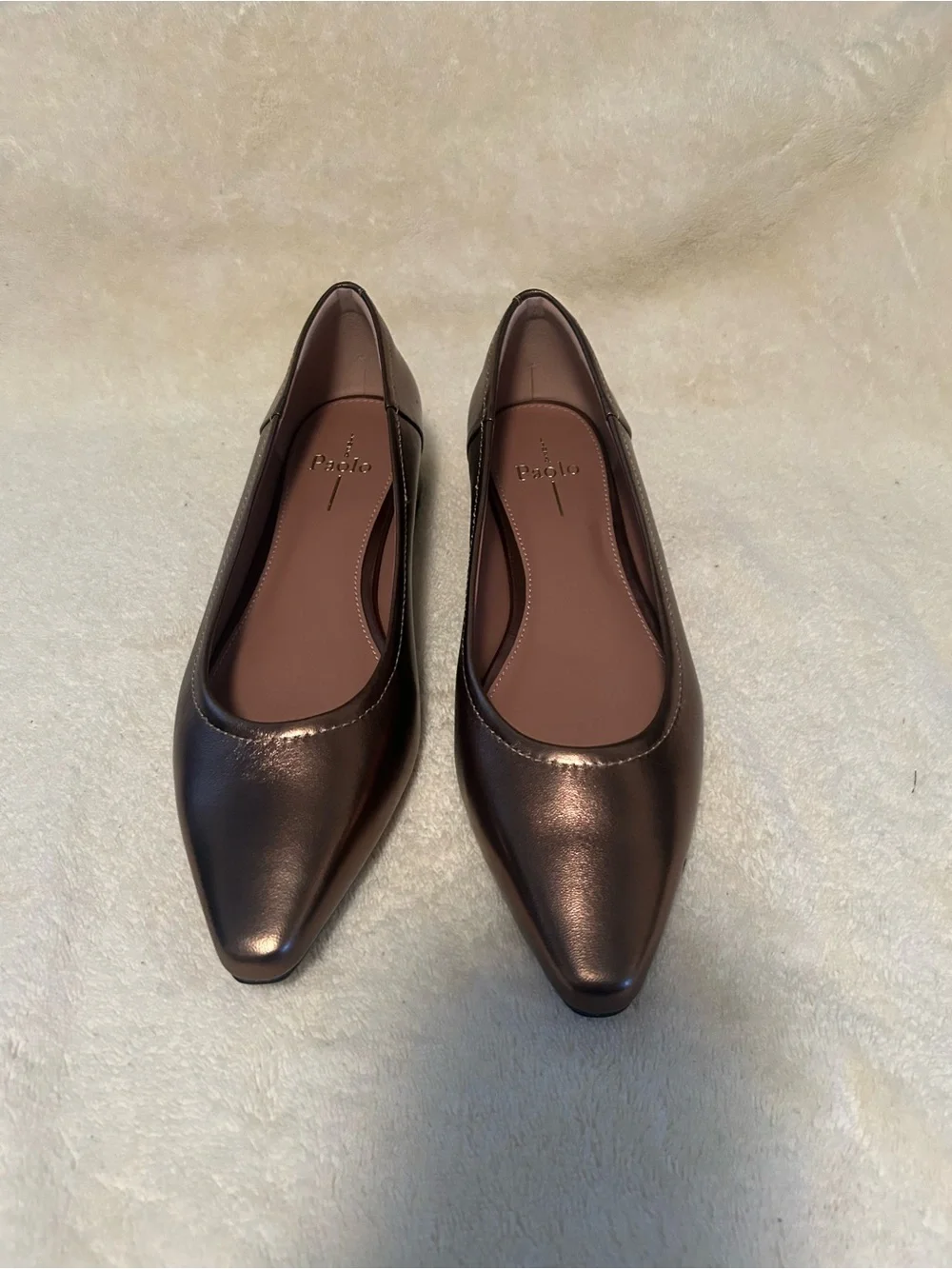 Gorgeous Paolo Metallic Chocolate Pointed Toe Flats